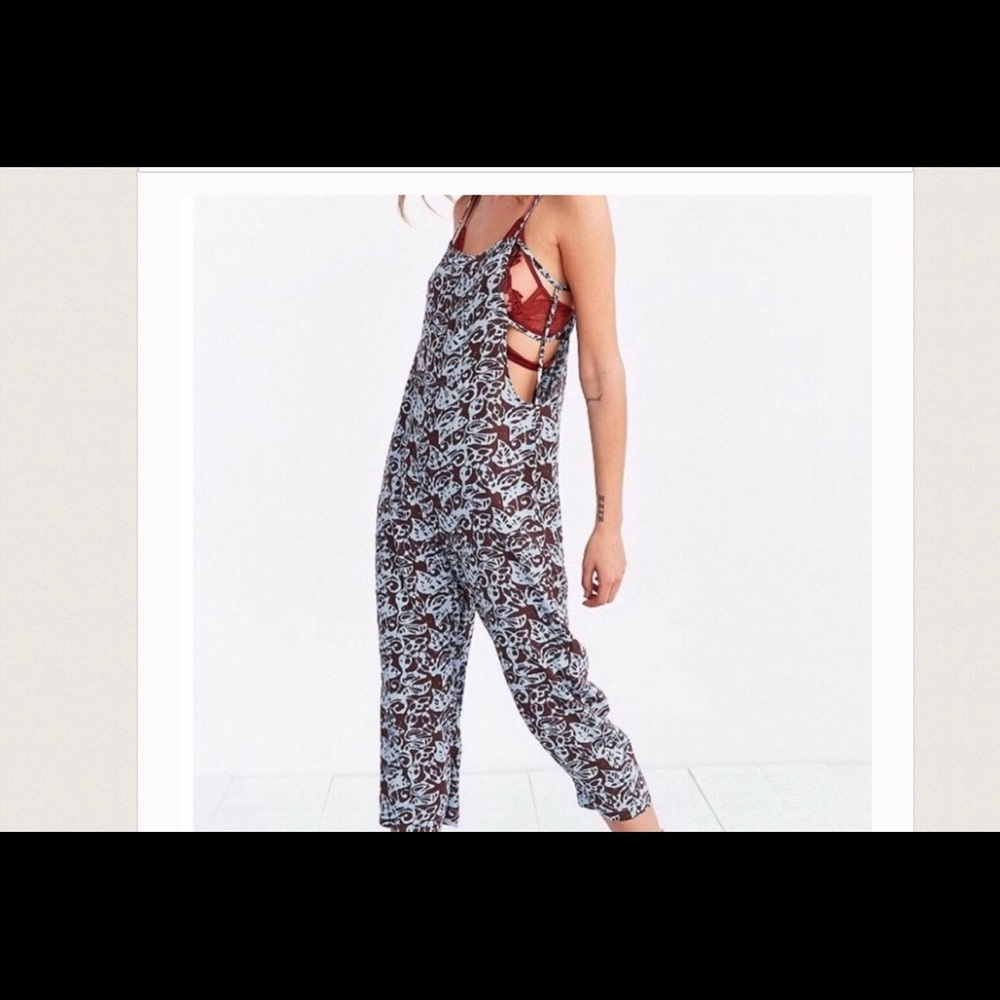 Urban outfitters cropped rayon overalls